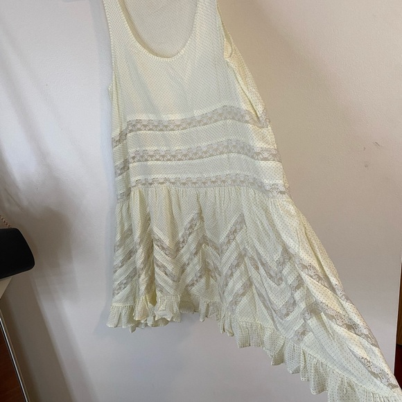 Free People Intimately Voile and Lace Boho Trapeze Cream Mini Sundress Polka dot - Picture 4 of 13